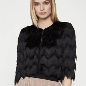 Bcbgmaxazria Jaxon Black Fringe Jacket Size XS